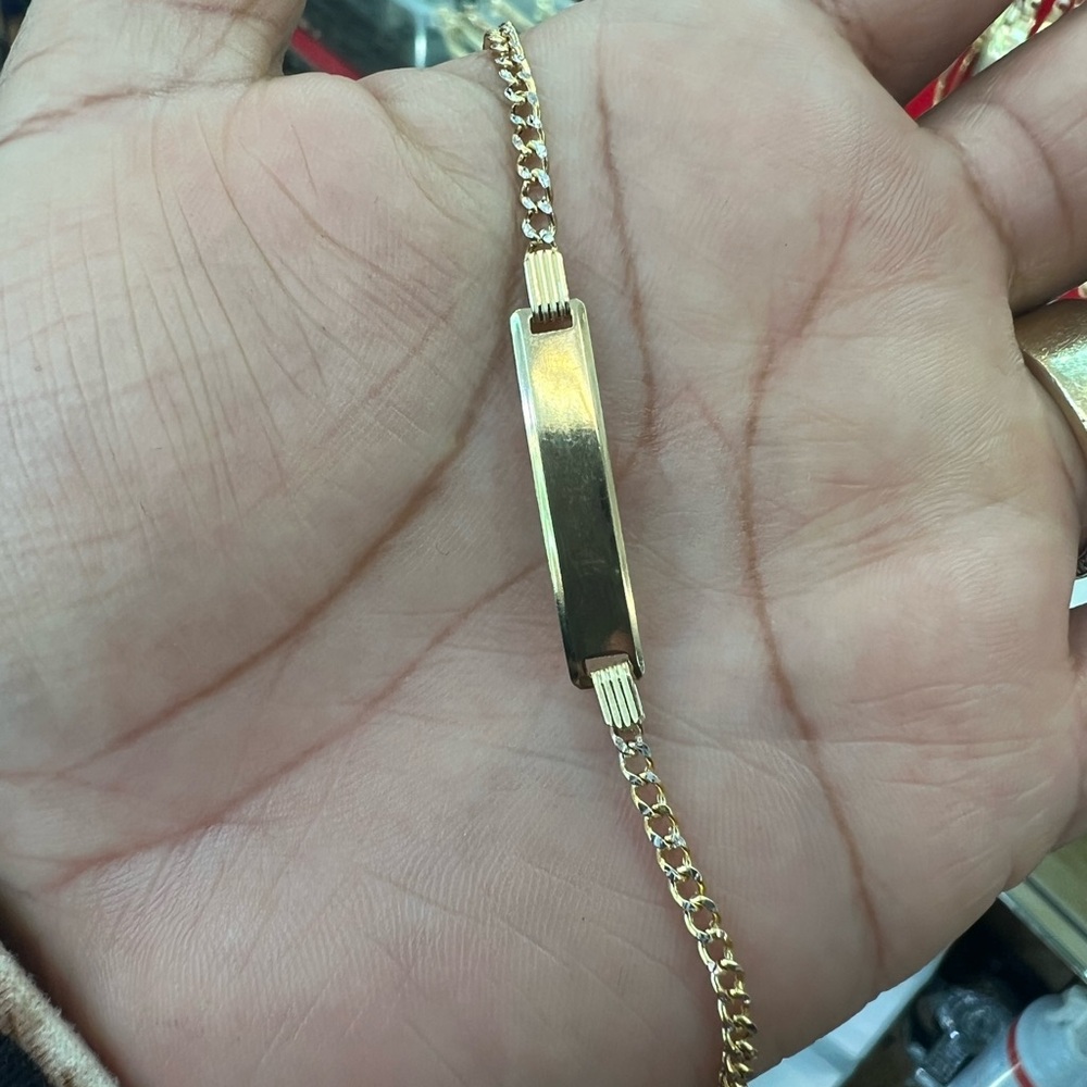 Elegant 14k Italian Yellow Gold Baby Bracelet Cuban Style